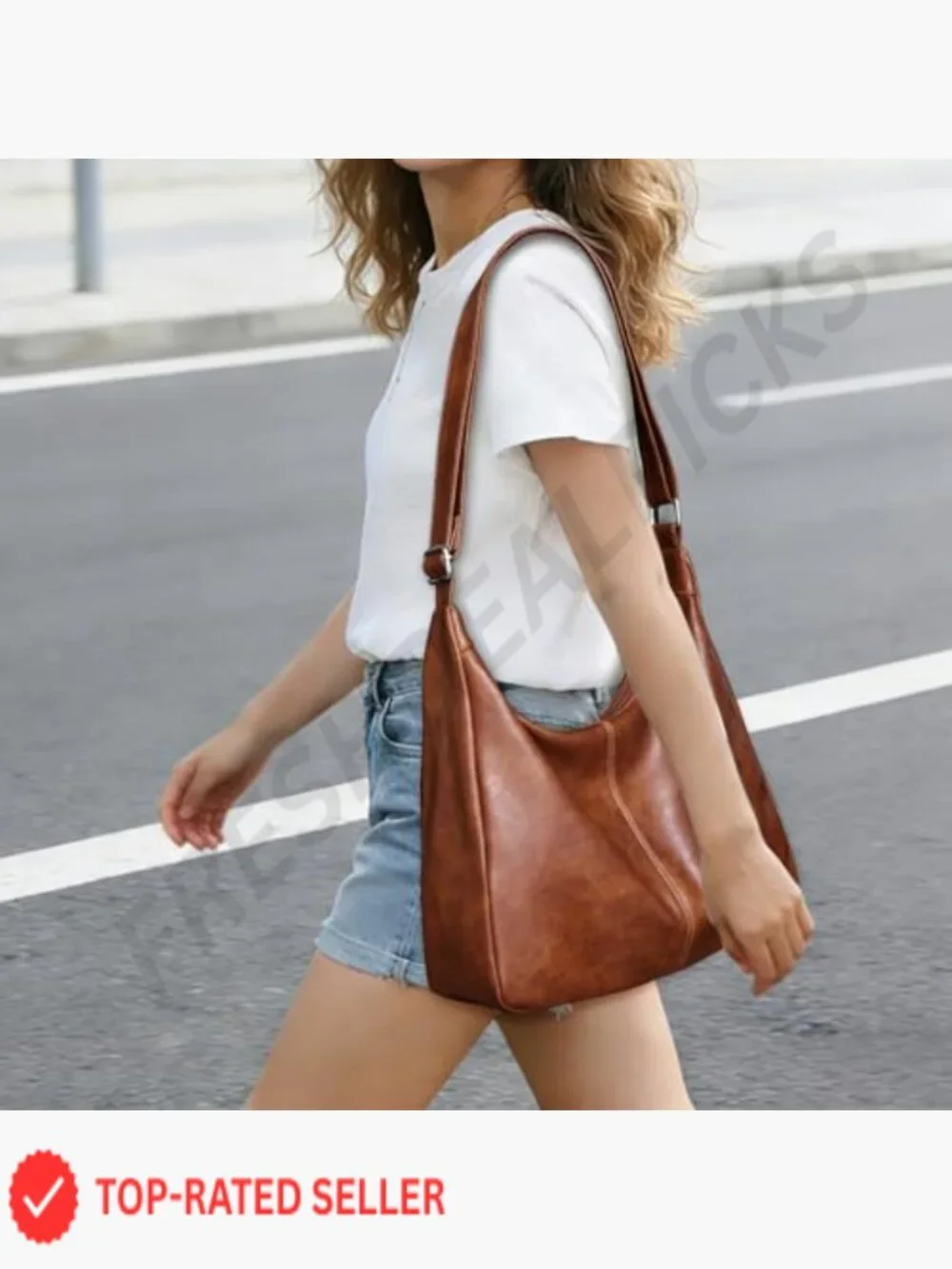 Slouchy Vegan Leather Hobo Bag Adjustable Shoulder Strap Crossbody Tote Purse